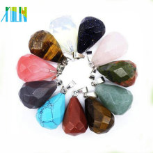 Jewelry carving gemstone faceted drop shape agate stone pendant